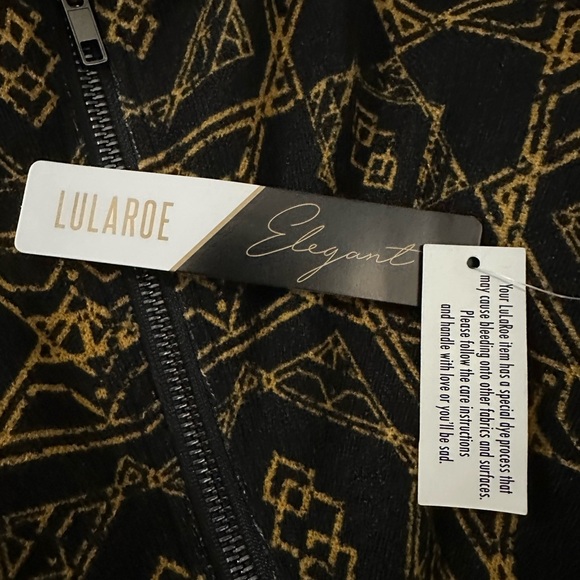 LuLaRoe Stevie Holiday Elegant Collection Black Gold Bomber Jacket Size L NWT - Picture 8 of 9